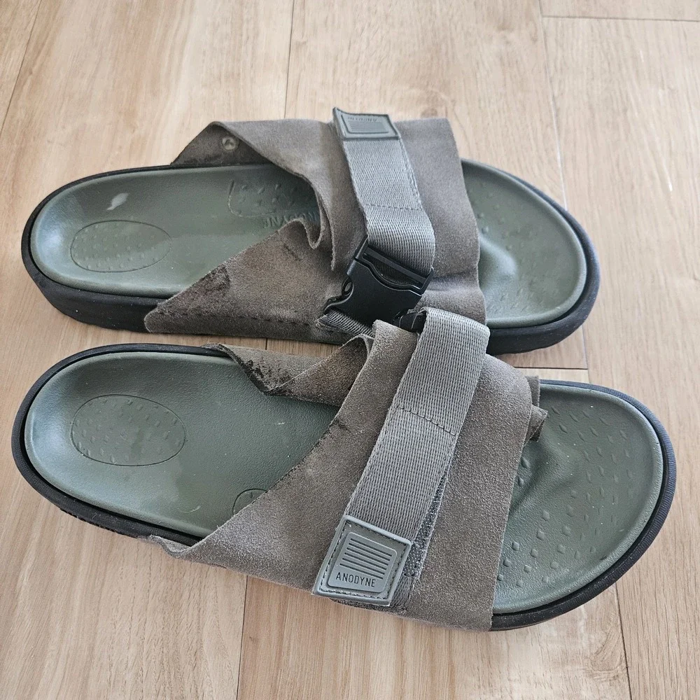 Anodyne No. 68 Men's Slide Sandal By Anodyne - OliveSuede Sandal - Size 12